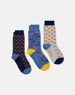 Joules Striking 3 Pk Cotton Socks Multi Animal Print