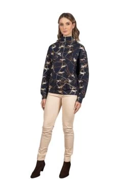 Hartwell AW23 Suzy 1/4 Zip Navy Horse Chains Sweatshirt -Equestrian Supply Store 5561 12950