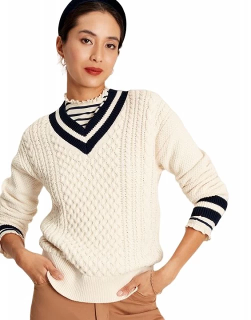 Joules Ladies' Dawson V-Neck Cricket Jumper 4 Joules Ladies' Dawson V-Neck Cricket Jumper - Image 4